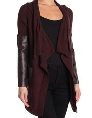 Blank NYC Faux Leather Trim High Low Cardigan Permanent Marker