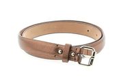 XS Metallic Brown Genuine Leather Belt Silver Buckle