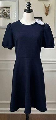 NWT Gal Meets Glam Kristen Dress Pouf Short Sleeve Fit and Flare Navy Blue  8