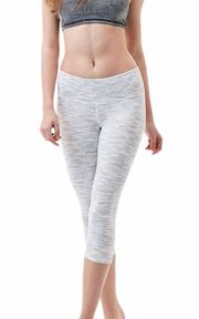 Mid-Rise White Cropped Heather Leggings S