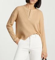 NWT Everlane The Organic Cotton Waffle Henley Tee in Sesame