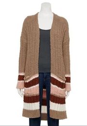 Pink Republic Juniors Portobella Combo Colorblock Open Teddy Duster Cardigan XS