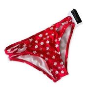 California for Waves Bikini Bottom Red Floral Print Size XS NWT