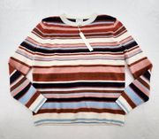 Caslon Womens Size XS Cozy Crewneck Sweater Rust Striped