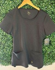 JAANUU BLACK SCRUB TOP SZ MEDIUM NWT