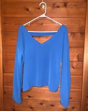 Tildon Blue Long Sleeve Blouse Large Cutout