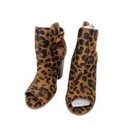 Bella Marie suede cheetah booties with open toe