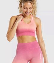 Gymshark NWOT  racer back orange and pink ombré racer back bra - size large