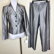 NWT  Pant Suit 2 Piece Set 10 Gray Blazer Trousers Business Casual