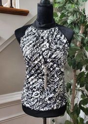 HeartSoul Womens Black Floral Polyester Halter Neck Sleeveless Top Blouse Size S