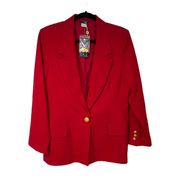 NWT Deadstock Vintage Hawksley & Wight 100% Wool Red Gold Buttons Blazer 8P