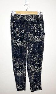 Mikoh Animal Print Taper Cropped Pants Black Multi Size 2