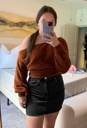 Brown Off Shoulder Sweater