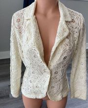 Adrienne Vittadini Ivory Lace Blazer Size S Jacket B4