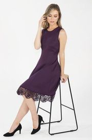 Donna Rico Purple Stretch Lace Hem Fit & Flare Dress in size 6