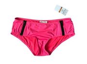 MICHAEL KORS Neon Pink Zip Bikini Bottoms Size Small NEW