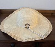 Halston Natural Straw SunHat One Size Tortoise/Rope Accent Polyester/Paper Blend