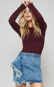 Ruffle Trim Denim Skirt