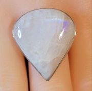 Native Rainbow Moonstone Gemstone Ring Size 6 Sterling Silver Boho Jewelry