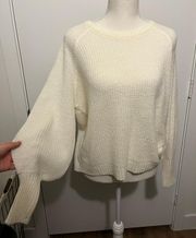 White Balloon Sleeve Sweater 