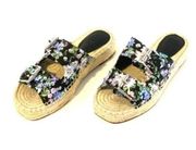 Rebecca Minkoff Jodi Espadrille sz 7.5 Sandals Black Flow Floral Platform