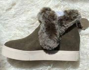 NIB J/SLIDES Khaki Sean Suede Wedge Sneaker Booties Sz 7