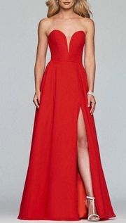 Red Strapless Prom Dress