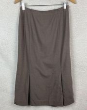 TALBOTS Womens Stretch Wool Skirt Pleated Size 6 Brown Made in Japan Career