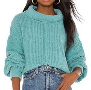 Free People Be Yours Pullover Chenille Sweater in Emerald Aura Large