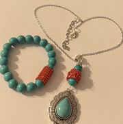 Healing Hands Turquouse Semi-Precious Stones Jewelry Set