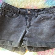 Time and Tru Mid Rise  Black Denim Shorts Size 14