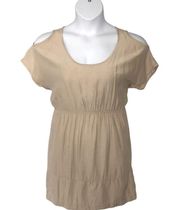 Urban Outfitters Silence + Noise Cold Shoulder Button Back Tan Dress size XS