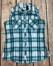 Plaid Snap Button Tank S