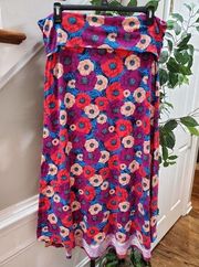 Lula Roe Women's Multicolor Floral Polyester Pull On Long Maxi Skirt Size 2XL