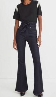 Veronica Beard Sheridan exaggerated flare high rise belted jeans size 28 new