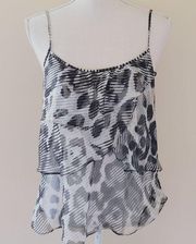 NY&CO abstract leopard ruffle tank size medium