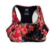 JoyLab Multicolor Floral Print Racerback Back Pocket Sports Bra Size Small