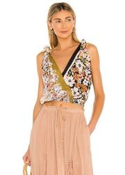 Free People  Tied To You Floral Surplice Cropped Tank Top Large