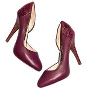 Juicy Couture Leather Plum & Python Heels Size 7.5.  B56