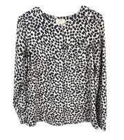 Ann Taylor Loft black & white floral print poppy long sleeve blouse -XS