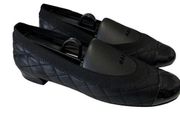 Stuart Weitzman Quilted Ballerina Flat 6.5 Black Leather Patent Leather Slip On