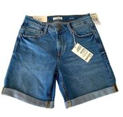 Kensie Jeans THE SHORT Cuffed Denim Jean Shorts 4/27 Stretch 6" Mid Rise NWT