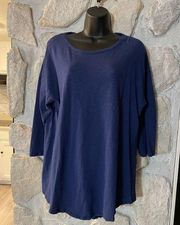 Chico's ~ The Ultimate Tee~Dark Blue Scoop Neck 3/4
Length Sleeve-SIZE 2 (Large)