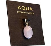 NEW AQUA Sterling Silver BEAD CHARM Pink Chalcedony Stone Faceted Rose Quartz