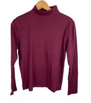 NWT Villager Sport Small Turtleneck Sweater Long Sleeve Thin Burgundy Ribbed NEW