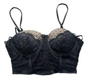 Papaya bra black lace corset bralette womens medium