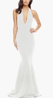 NWOT Dress The Population Camden Mermaid Hem halter Maxi Evening Gown white sz S