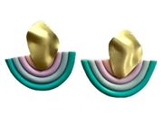 Chic Soul Spotting Rainbows Post Earrings, Mint