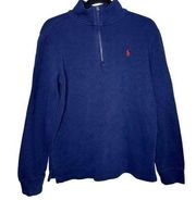 Polo Ralph Lauren Vintage Navy 1/4 Zip‎ Thick Cotton Pullover Sweater. Size XL