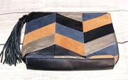 Sam Edelman “Walker” Chevron Suede Leather Clutch